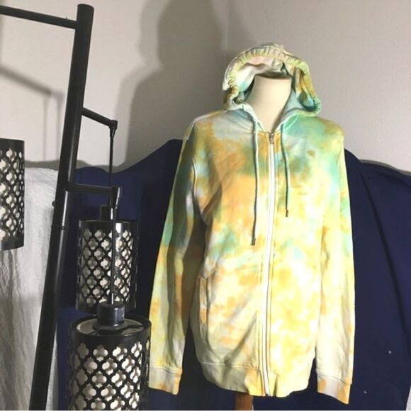 H&M Size Yellow/Green Tie Dye Hoodie Sweater - Picture 2 of 14